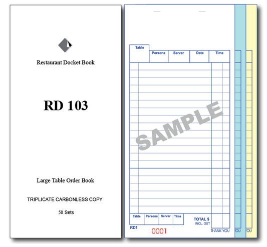 Large Table Order Books Triplicate Pages x 50 Sets Online