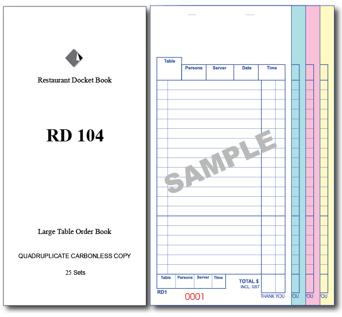 Buy Large Table Order Books Quadruplicate Pages x 25 Sets