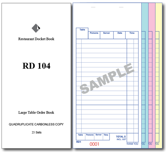 Buy Large Table Order Books Quadruplicate Pages x 25 Sets