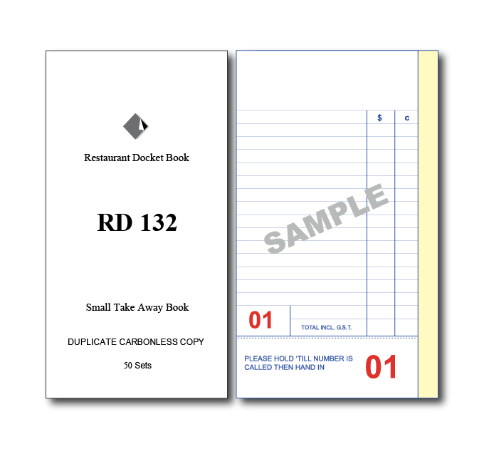 RD132 Small Take Away Books Duplicate 50 pages, 100 Books Per Box