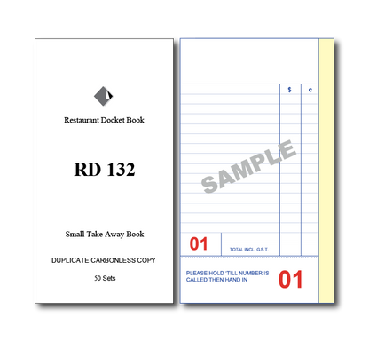 RD132 Small Take Away Books Duplicate 50 pages, 100 Books Per Box