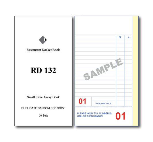 RD132 Small Take Away Books Duplicate 50 pages, 100 Books Per Box