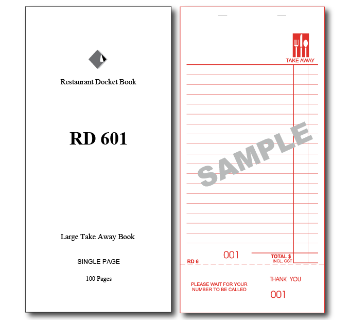 RD601 Large Take Away Books Single Page x 100 Pages, 100 Books Per Box