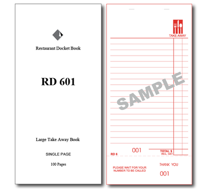 RD601 Large Take Away Books Single Page x 100 Pages, 100 Books Per Box