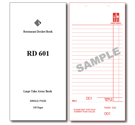 RD601 Large Take Away Books Single Page x 100 Pages, 100 Books Per Box