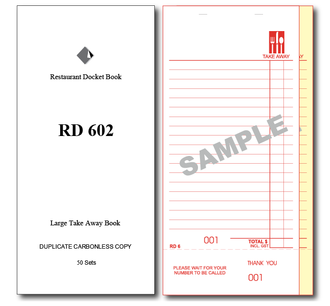 RD602 Large Take Away Books Duplicate Pages x 50 Pages, 100 Books Per Box