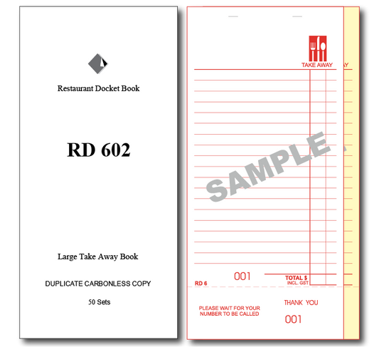 RD602 Large Take Away Books Duplicate Pages x 50 Pages, 100 Books Per Box